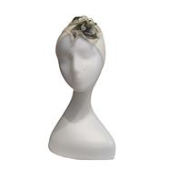 TURBANTE tipo cinta de color crudo con flor gris | 2053 | Artesania Textil