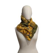 CUELLO, asimetrico en tono ocre y verde musgo, en lana merino afieltrada, con interior de modal tèrmico, para evitar alergias. | 2086 | Artesania Textil