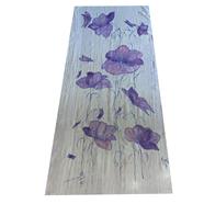 FULAR, en GASA DE SEDA, color blanco, dibujo de flor malva | 1955 | Artesania Textil