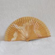 ABANICO clásico, color madera natural, dibujo de mariposas, madera de arce lacado, tamaño medio | 1972 | Artesania Textil