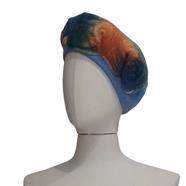 BOINA, patch azul celeste  con bordado de patch con diseño de estrellas multicolor en lana enfieltrada, en lana fieltro | 2345 | Artesania Textil