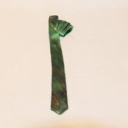 CORBATA , de color verde ,con dibujo de acuarela, en tejido satinado | CO/01445 | Artesania Textil