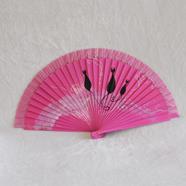 ABANICO clásico, color rosa, dibujo de gatos, madera de arce lacado, tamaño medio | 1980 | Artesania Textil