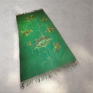 PASMINA, bufanda, color verde, dibujo de flor al tono, tacto cashmere, lana | 2274 | Artesania Textil