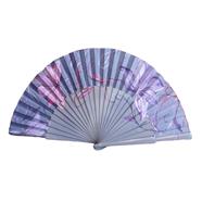 ABANICO semipericón, color malva, dibujo de flores, en madera lacada , tamaño grande | 2190 | Artesania Textil