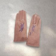 GUANTE rosa palo, con dibujo de mariposas, interior térmico, táctil   | 2288 | Artesania Textil