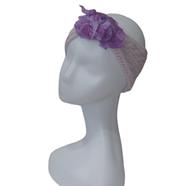 TURBANTE tipo cinta de color malva con flor morada de lana fieltro | 2309 | Artesania Textil