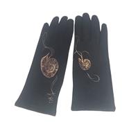 GUANTE negro, con dibujo de caracola, interior térmico, táctil   | 2282 | Artesania Textil