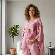 TUNICA ,blusa en gasa de seda, color rosa dibujo de flores al tono | 2520 | Artesania Textil