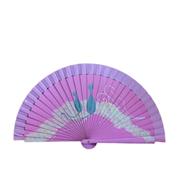 ABANICO de bolsillo, color rosa, dibujo de gatos, madera de arce lacada, tamaño pequeño | 2167 | Artesania Textil