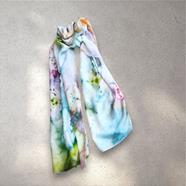 FULAR, en Seda satén, multicolor suave, dibujo de acuarela  shibory | 1878 | Artesania Textil