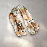 FULAR, en Seda satén, colores naturales en tono marron, dibujo de acuarela shibory | 1872 | Artesania Textil