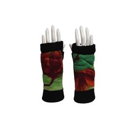 MITON, negro con patch bordado en lana merino en tono verde y naranja | 2117 | Artesania Textil