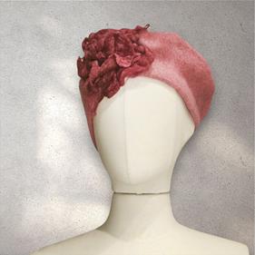 BOINA, rosa empolvado con aplicación al tono en lana enfieltrada | 2340 | Artesania Textil