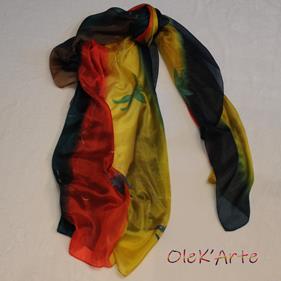 FULAR, en Seda satén, color multicolor , dibujo de flor | SS/01114 | Artesania Textil