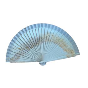 ABANICO de bolsillo, color blanco, dibujo abstracto, madera de arce lacada, tamaño pequeño | 2182 | Artesania Textil