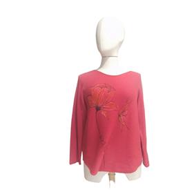 JERSEY, PULL, de corte recto y manga japonesa color rojo pintado a mano | 2261 | Artesania Textil