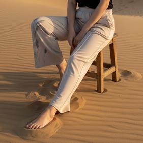 Pantalón, color crudo, dibujo de espigas, en viscosa  punto frio | 2503 | Artesania Textil