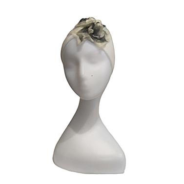 TURBANTE tipo cinta de color crudo con flor gris | 2053 | Artesania Textil