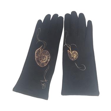 GUANTE negro, con dibujo de caracola, interior térmico, táctil   | 2282 | Artesania Textil